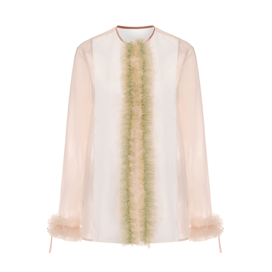 ATELIER MISS LU Tulle Latiered Panelled Long-Sleeved Top - BAILEY
