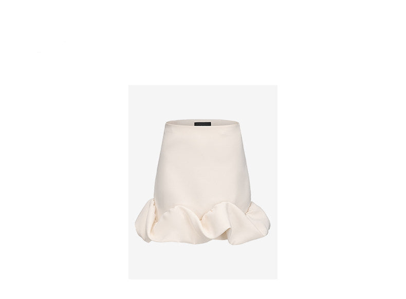 ATELIER MISS LU Fall/Winter Hem Cloud Surround Splicing Style Short Skirt - RIVER.