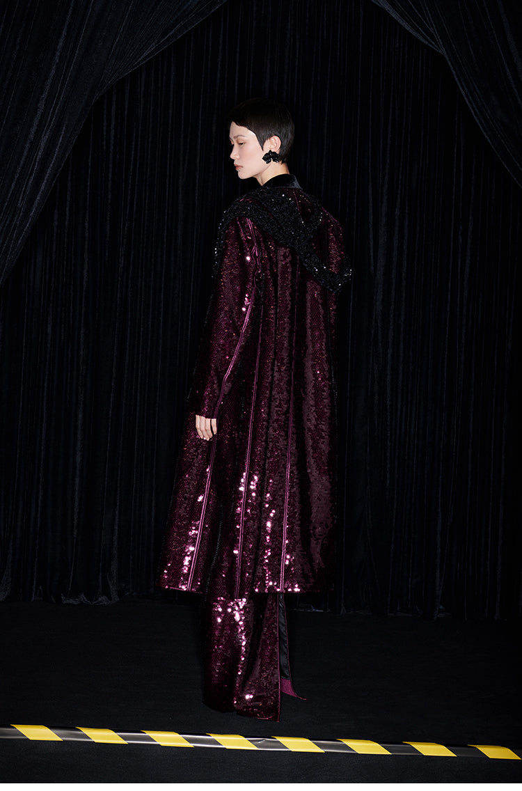 M essential Mackay designer beaded belt wide-shoulder sequins coat skirt set- Rae.