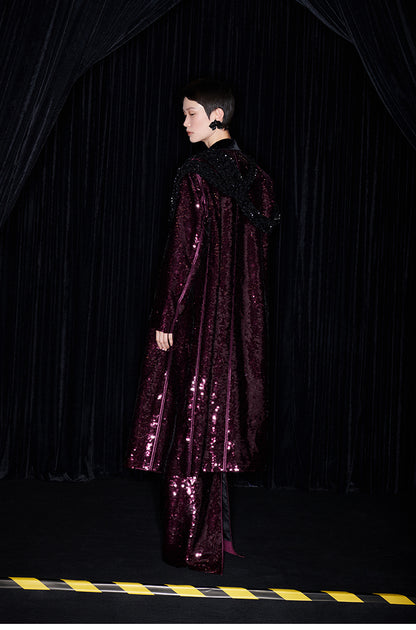 M essential Mackay designer beaded belt wide-shoulder sequins coat skirt set- Rae.