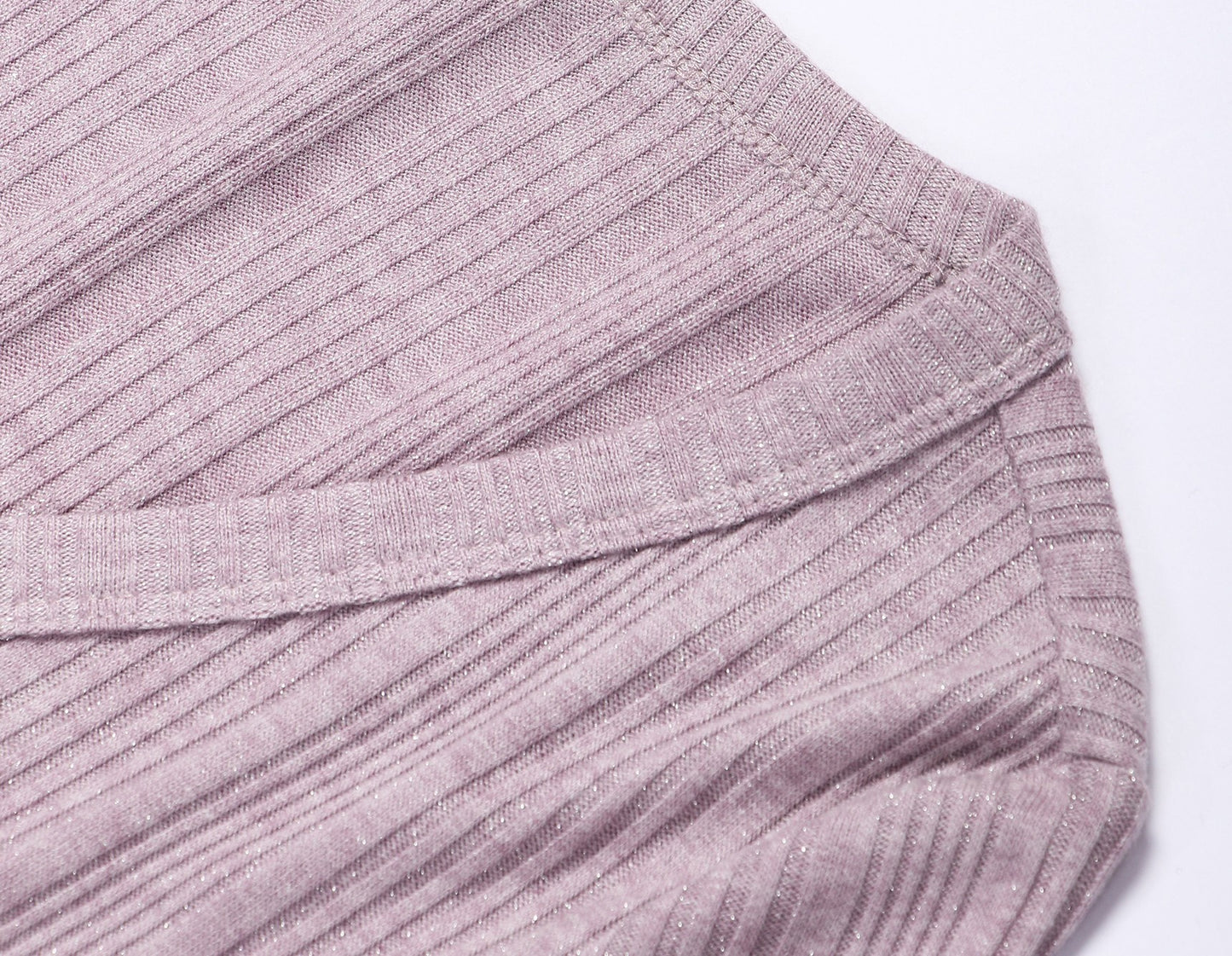 WANGXO | Bright Silk Knit V-Neck Waist Ruffle Top -SÁYA.