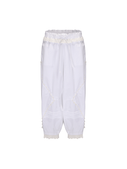 ATELIER MISS LU Lace Stitched Airy Tapered Pants - WONDER.