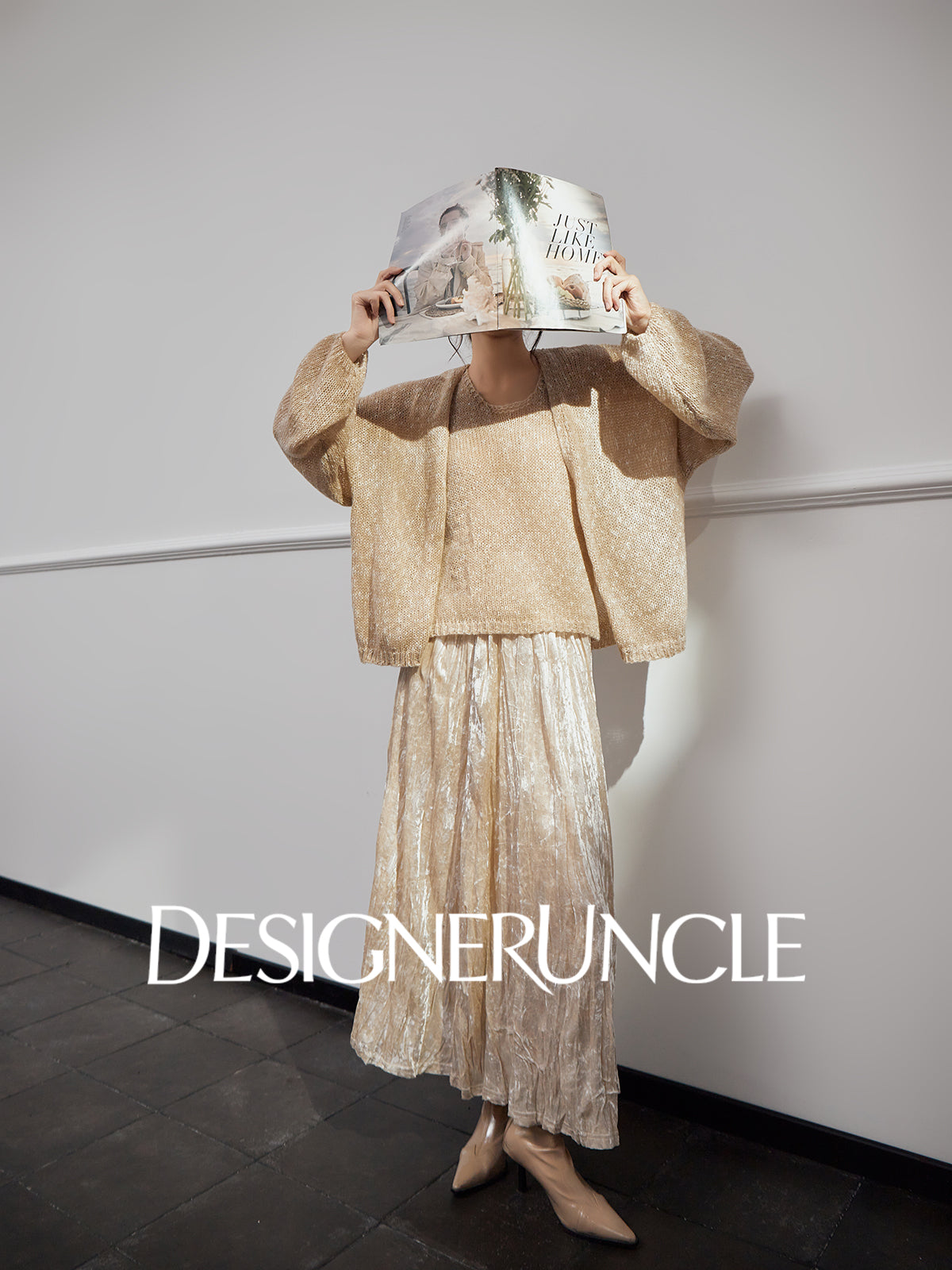 DGU "Molan" dark gray new lazy wind versatile high-end two-piece set - William.