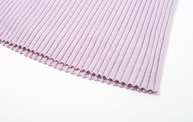 ZHUCHONGYUN Purple Ribbed Sleeveless Straight Sheep Wool Knit Maxi Dress-IVIS.