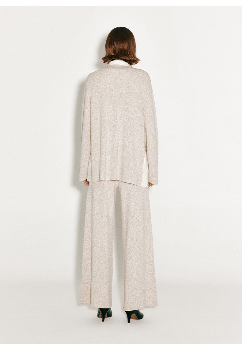 ATELIER MISS LU Fall/Winter Contrast Cashmere and Wool Blend Vest - CHERRY