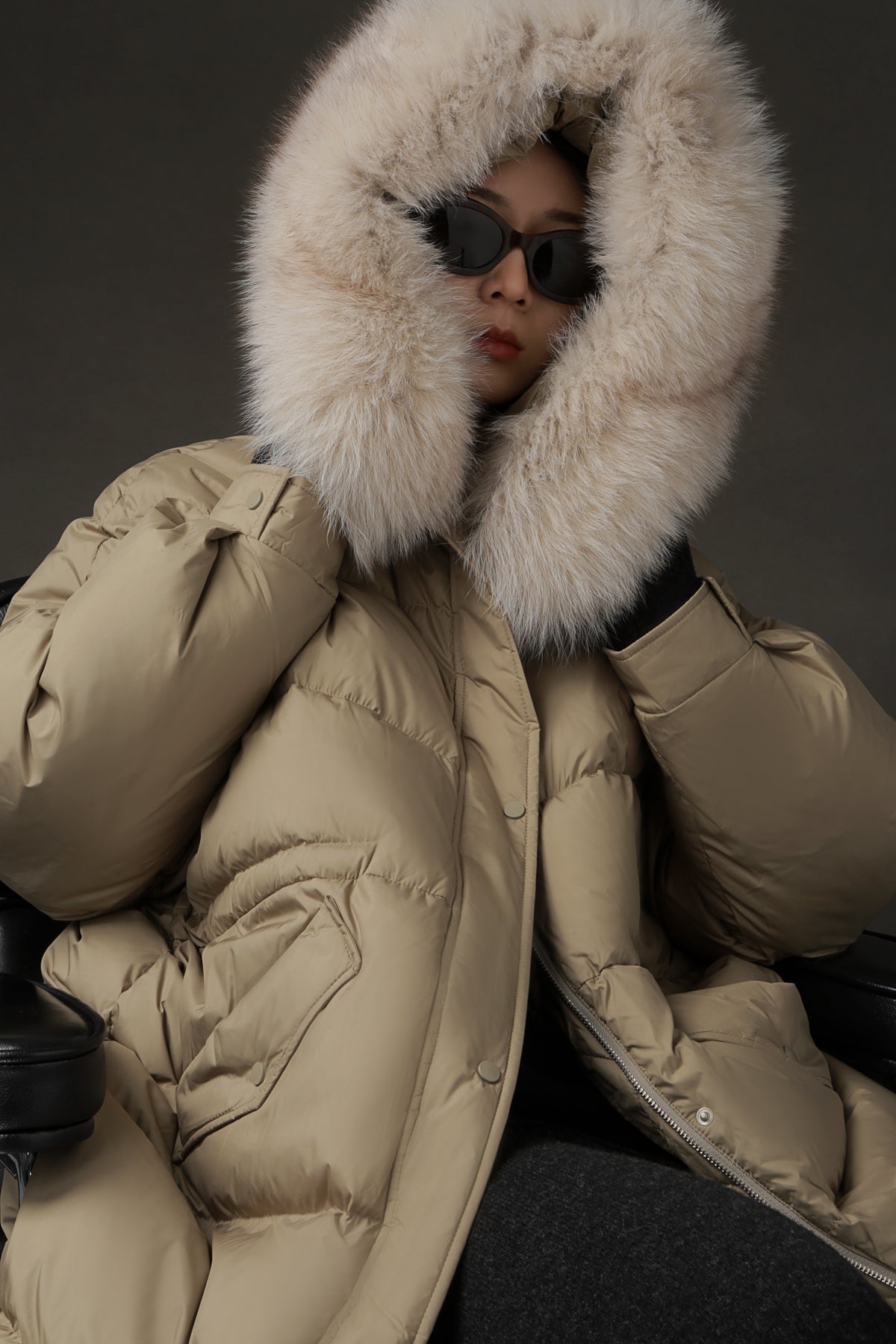 PIAOIN Korean Edition Casual Long Down Thickened Hooded Coat Versatile Jacket-TIA