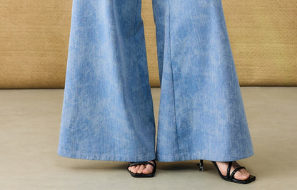 HECO Chinese Old Money Linen Bootcut Slacks Slim Wide-leg Pants - GLADE.