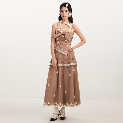 FAME Rococo Flower Embroidered Nail Bead Skirt - CAMDEN