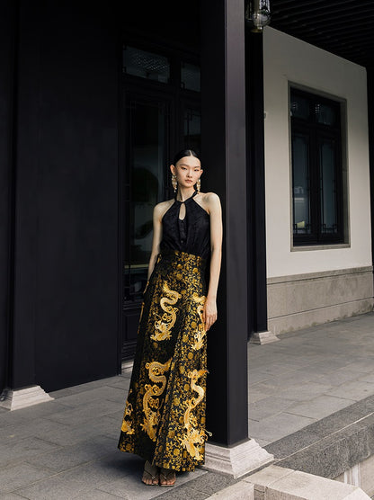 HECO Golden Dragon Year Horse Face High Waisted Skirt - allen.