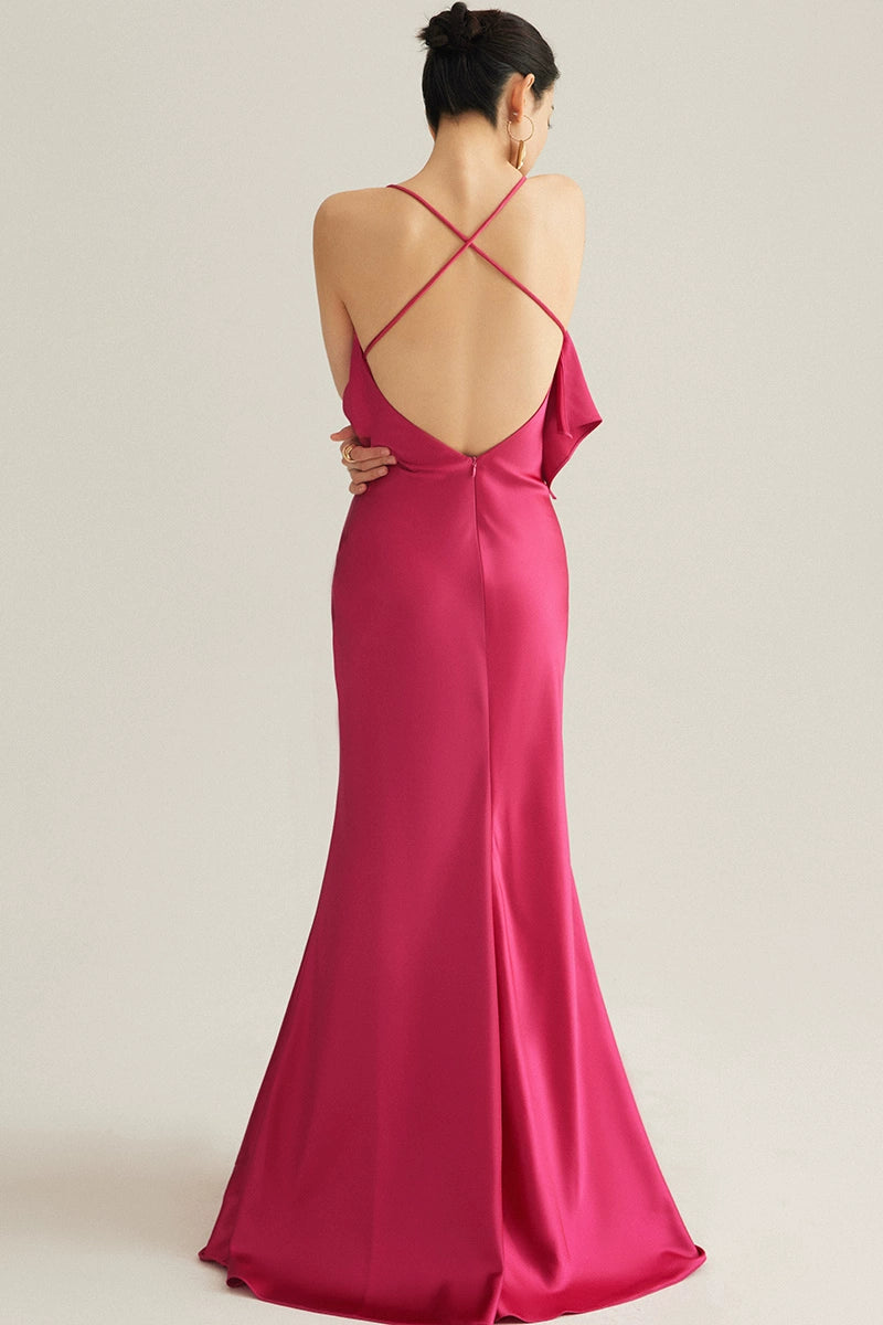 GOUDIN dressing satin party evening gown-MORA.