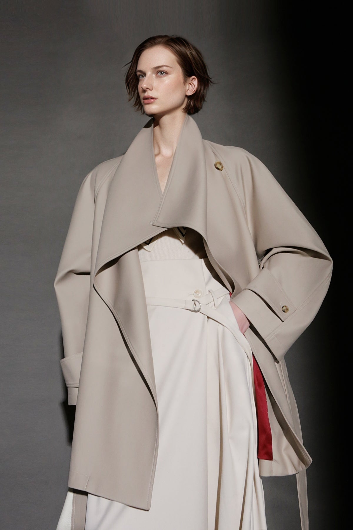 PIAOIN Silhouette design short windbreaker women's luxury jacket commuter-JEAN