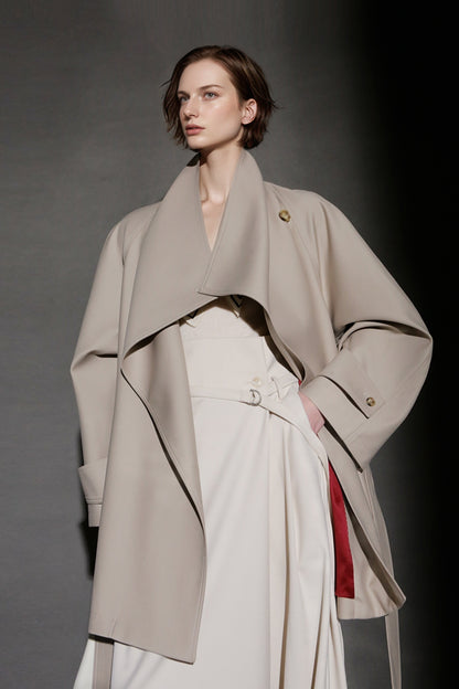 PIAOIN Silhouette design short windbreaker women's luxury jacket commuter-JEAN