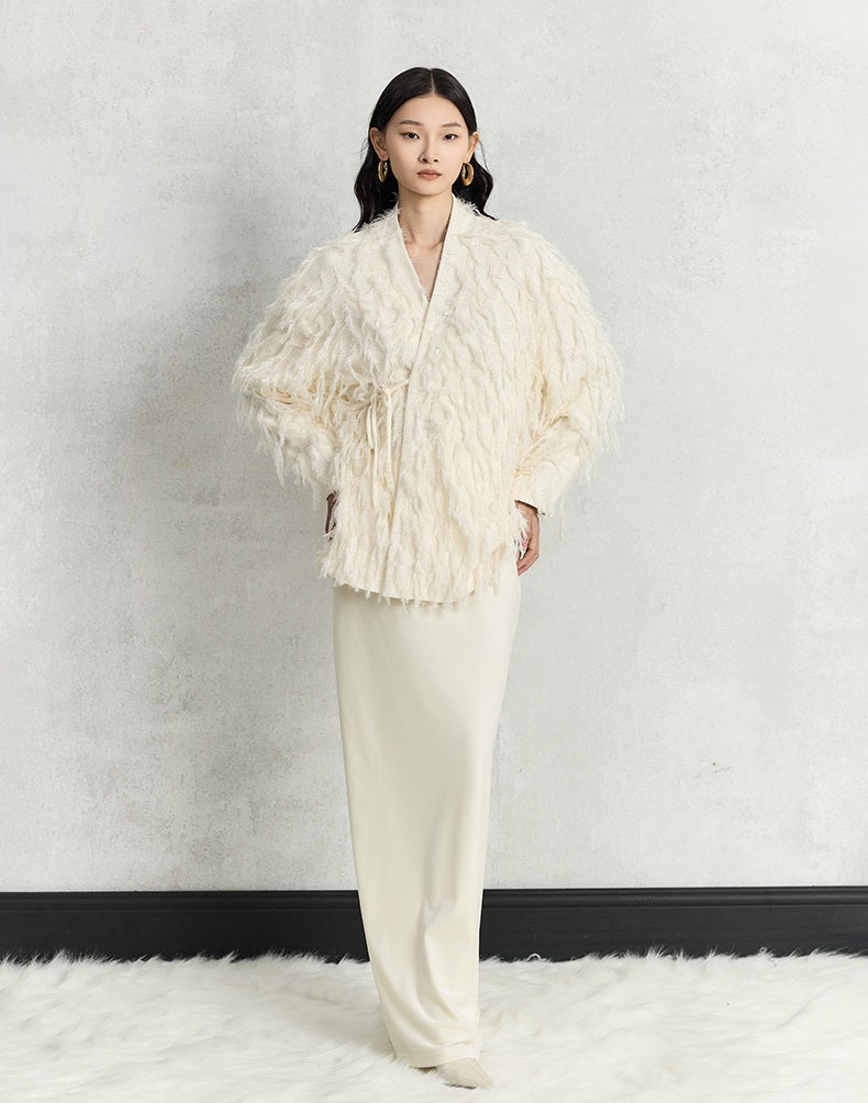 HECO Three-dimensional Tassel Fashion Top Shirt Women - flesh.