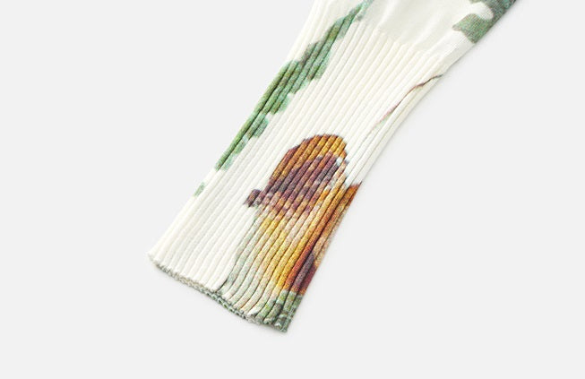 ZHUCHONGYUN Autumn Fruit Feather Thin Slim Knit Top--KOUSHI.