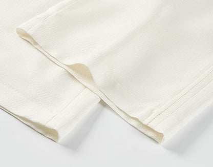 COMME MOI Lu Yan designer's new women's off-white silk texture straight-leg pants - AUTUMN.