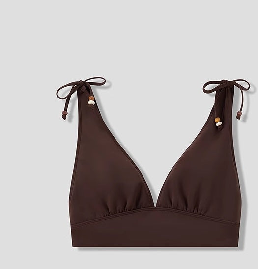 COMME MOI Lv Yan Designer Summer Women's Sexy Lace-up Beaded V-Neck Swimsuit - CAMILLE.