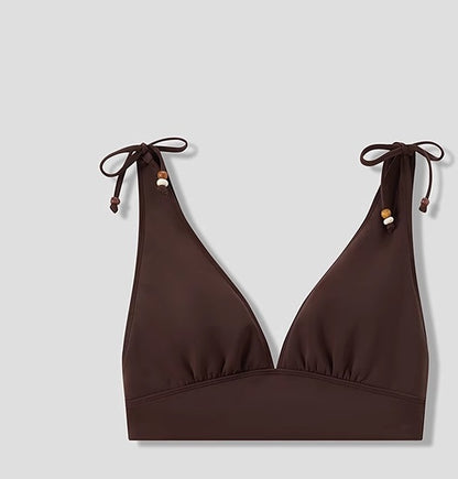 COMME MOI Lv Yan Designer Summer Women's Sexy Lace-up Beaded V-Neck Swimsuit - CAMILLE.