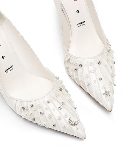 PJJUU satin dress high heels - QUINK.