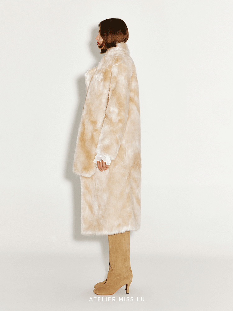 ATELIER MISS LU autumn winter scarf coat all-in-one faux fur winter coat - OLIVE.