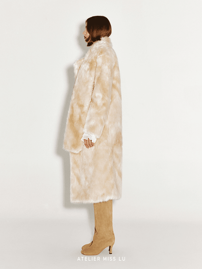 ATELIER MISS LU autumn winter scarf coat all-in-one faux fur winter coat - OLIVE.