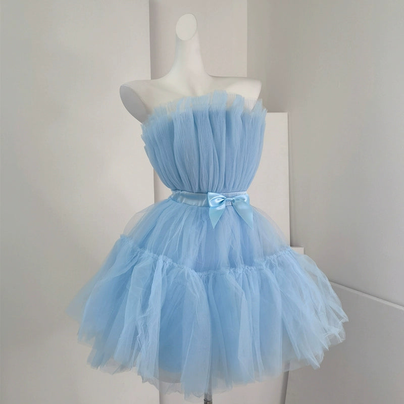 DOLLY Elegant Sleeveless Off Shoulder Chest Wrap Midi Princess Dress-JANEY