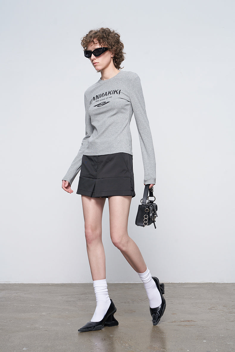 ANNAKIKI Autumn Niche Combination Logo Print Long Sleeve T-Shirt-DAICHI