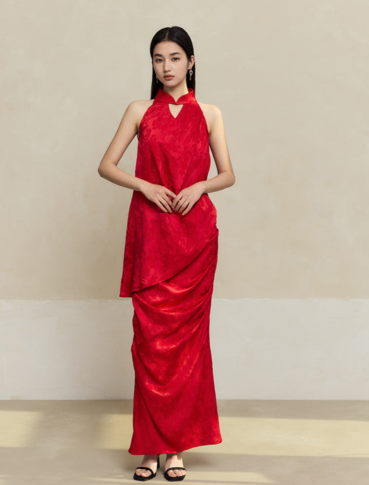 HECO Acetate Pleated Vest Sleeveless Top Skirt Set - prue.