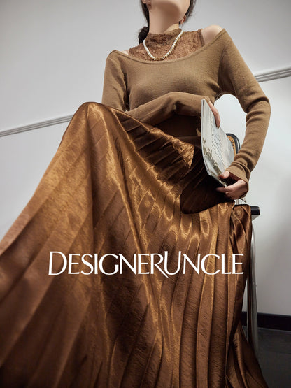 DGU "Twilight Apricot" lace cut-out base commuter versatile slimming top - DEED.