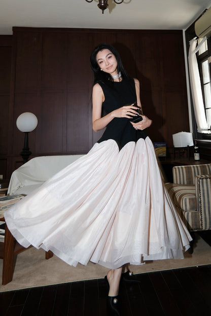 MEI SANGUAN Black and White Tulle Dress - ORION