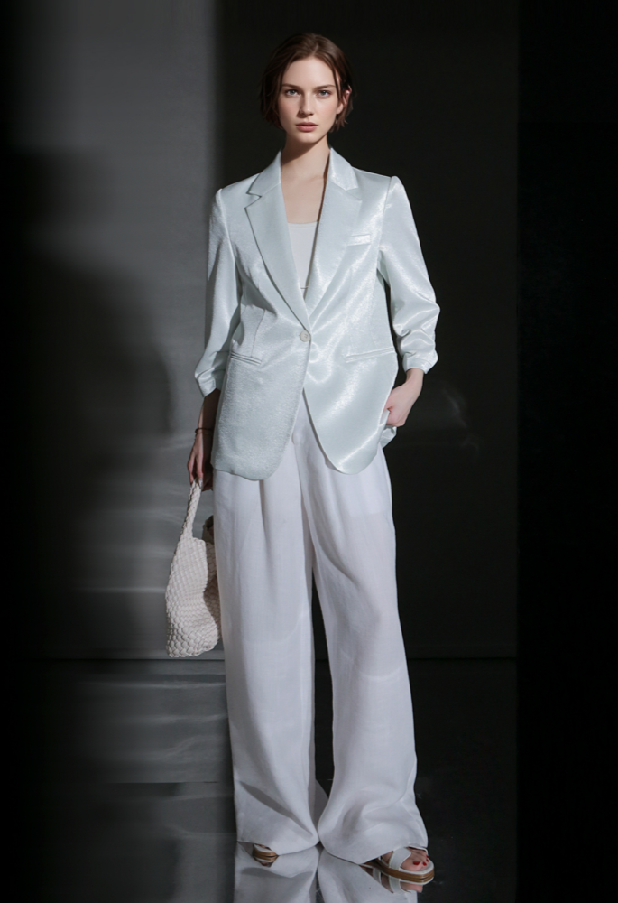 PIAOIN light luxury satin glossy heavy acetate suit pants  -HARPER
