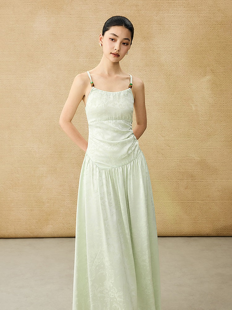 HECO Chinese Jacquard Halterneck Slip Dress  - KNO .