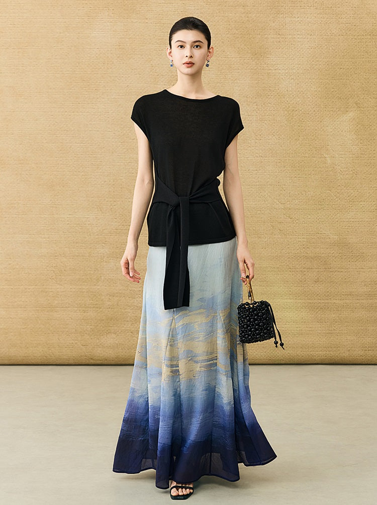 HECO Chinese Atmosphere Summer Drape Elegant Straight Skirt - MUSC.