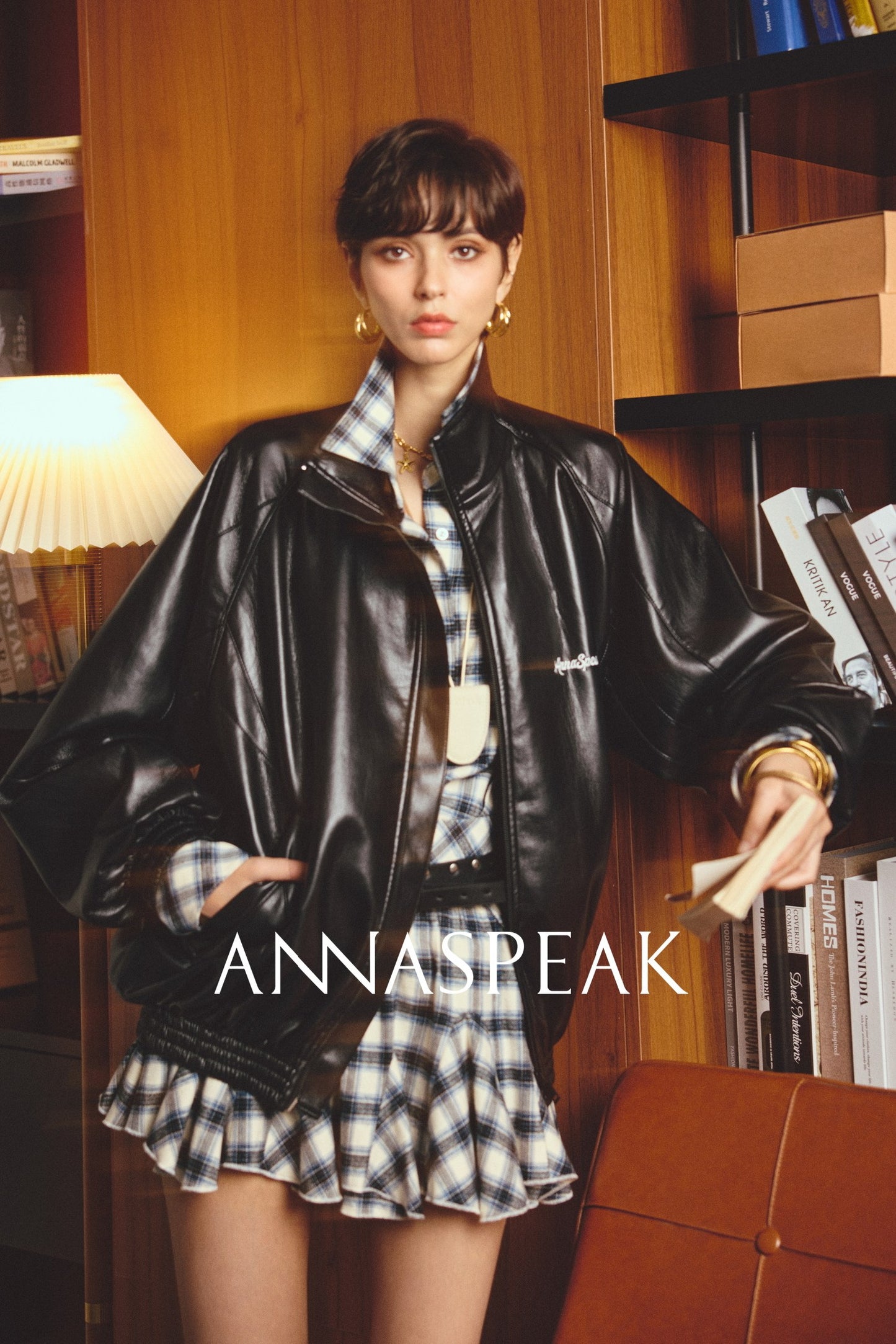 ANNASPEAK brand environmentally friendly leather silhouette jacket-LOXY.