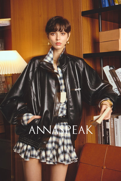 ANNASPEAK brand environmentally friendly leather silhouette jacket-LOXY.