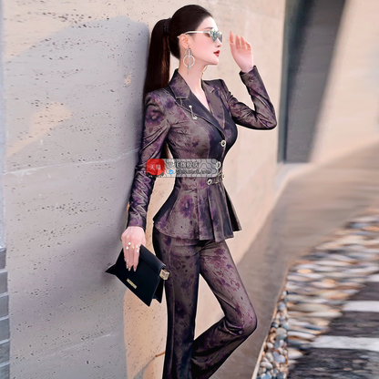 VJE  Single-breasted Suit Flared Pants Two-Piece Set - LIAM.