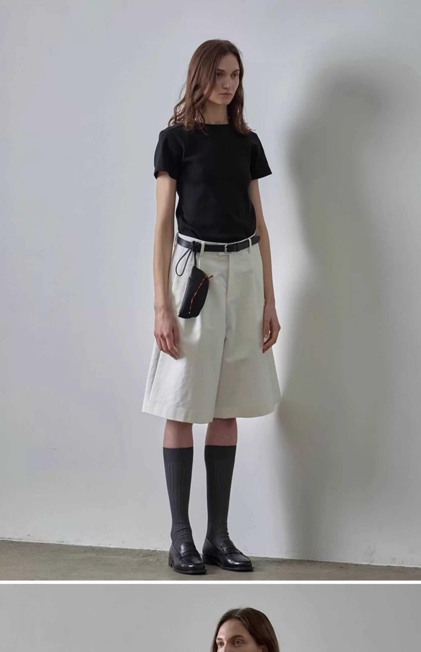 NOTHING WRITTEN pattern shorts high-waisted casual wide-leg cropped pants-GWEN.