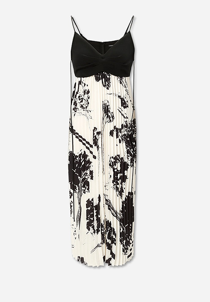 COMME MOI  resort style spliced strap bandeau print dress - SCARLET.