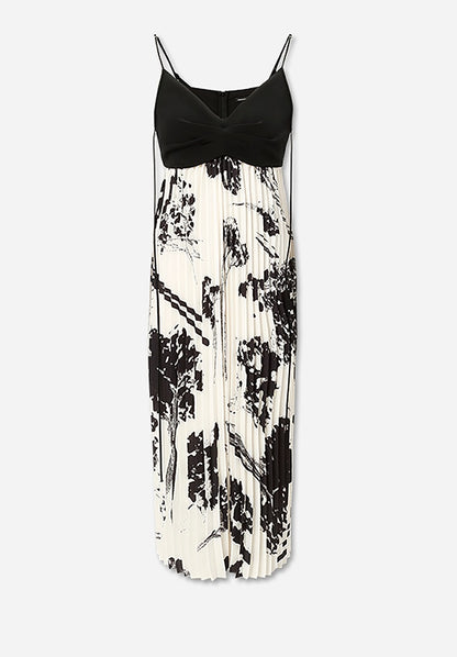 COMME MOI  resort style spliced strap bandeau print dress - SCARLET.