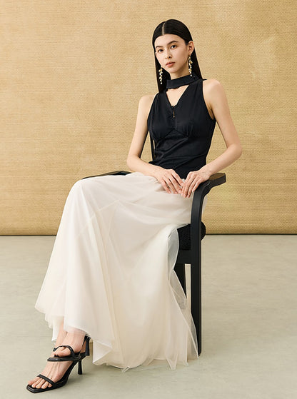 HECO Chinese Acetate V-Neck Waist Small Vest Top - ZEPH.