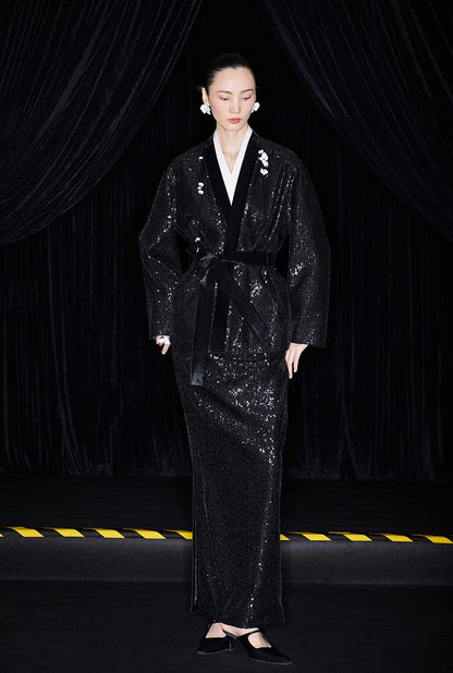 M essential Mackay designer Jingye embroidered fabric layered robe - STATE.