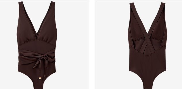 COMME MOI  sexy lace-up big backless one-piece swimsuit - ELINA.