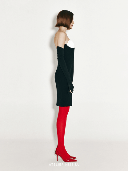 ATELIER MISS LU Abstract Flower Design Slim Fitting Dress - SHANNON.