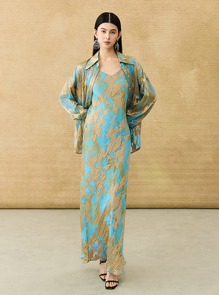 HECO Chinese National Style Burning Flower Slightly Transparent shirt- STROK.