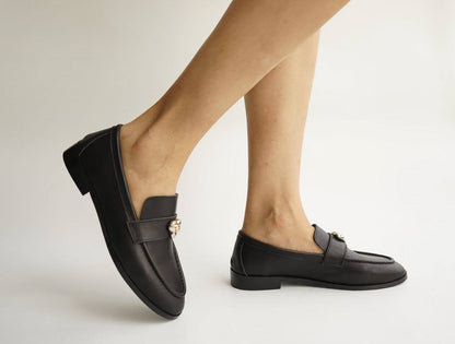 B-FEI classic black leather round-toe shoes-CHOJI.