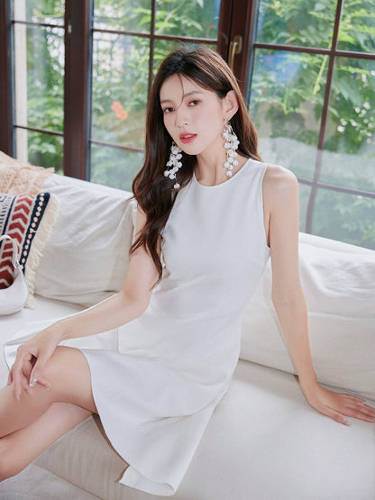 DOLLY Elegant Retro Style Crew Neck Sleeveless Slim Fit High Waist Dinner Dress-KIRSTEN