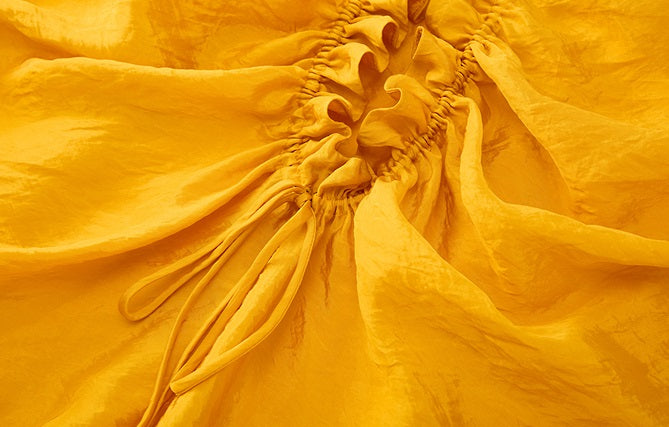 ZHUCHONGYUN yellow pleated loose-fitting blouse -AMBER.