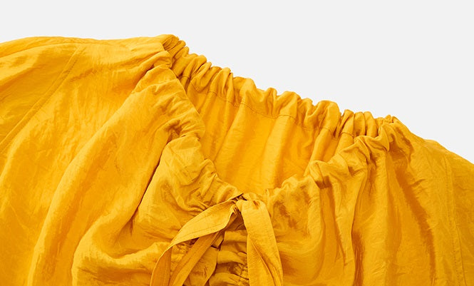 ZHUCHONGYUN yellow pleated loose-fitting blouse -AMBER.