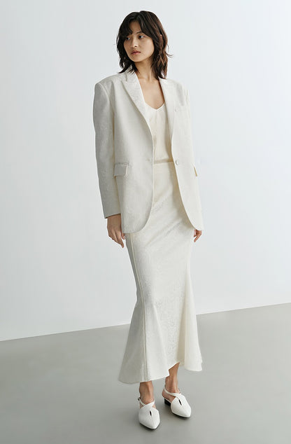 COMME MOI Lv Yan designer spring women's retro jacquard half-length fishtail dress - MARIA.