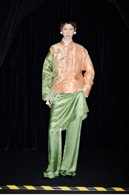 M essential Mackay designer iris jacquard orchid collage coat Pant set - kyle.