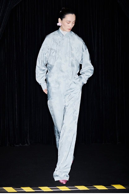 M essential Mackay designer pastel bue disc button placket shirt pant top set - sept.